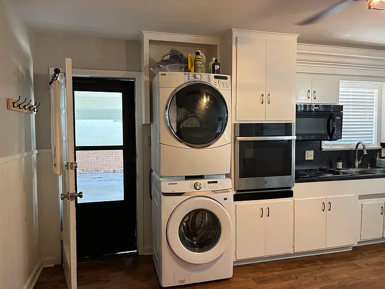 Stackable washer and dryer if needed. New stainless steel oven.