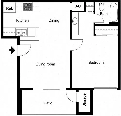 Floor plan 1 Bedroom 1 Bath