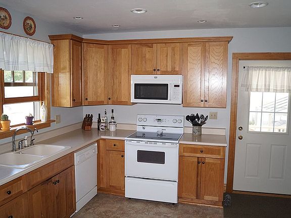 Hickory cabinets.Porch Door