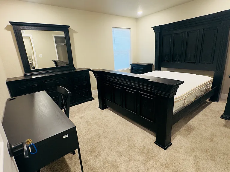 FULLY Furnished: Brand new Queen Size Bed, Dresser, Office Table, Nightstand, TV