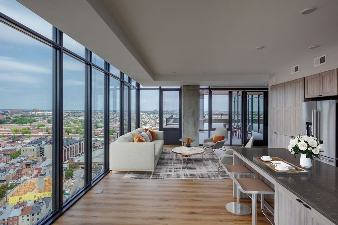 Penthouse-level Signature Collection apartment homes with floor-to-ceiling windows