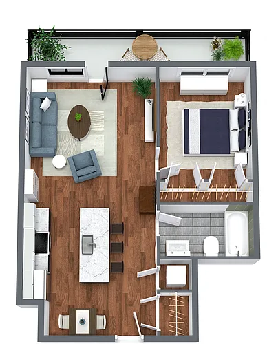 Floor plan The Manuscript - 1 Bedroom w/ Balcony