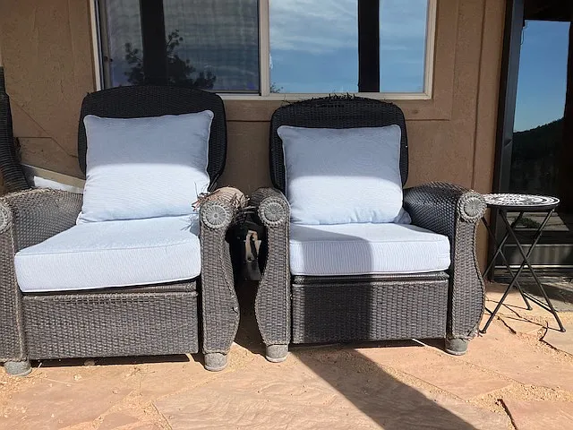 Cozy patio chairs for your morning coffee of after work serenity