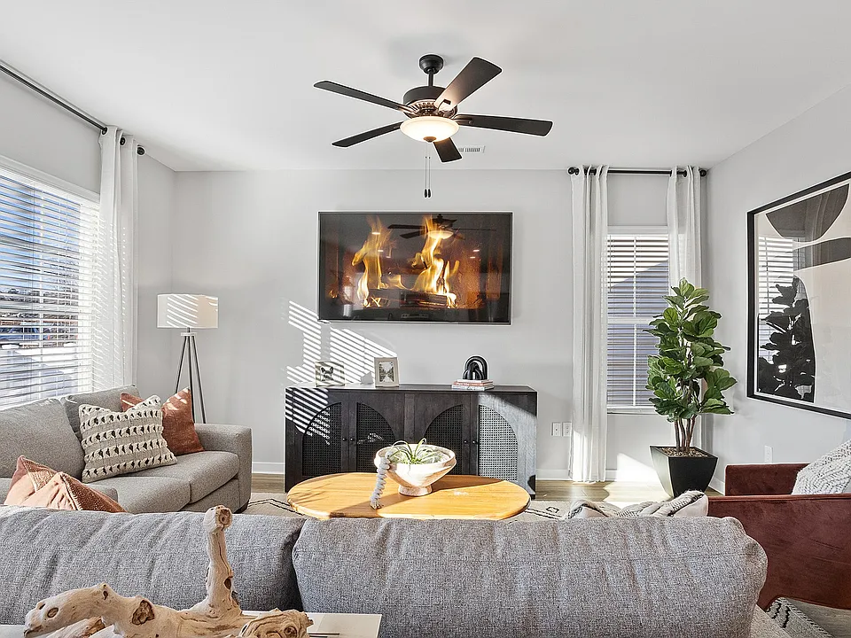 Living Room with Wood-Style Flooring