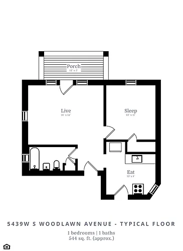 Floor plan 1 Bed | 1 Bath (B1)