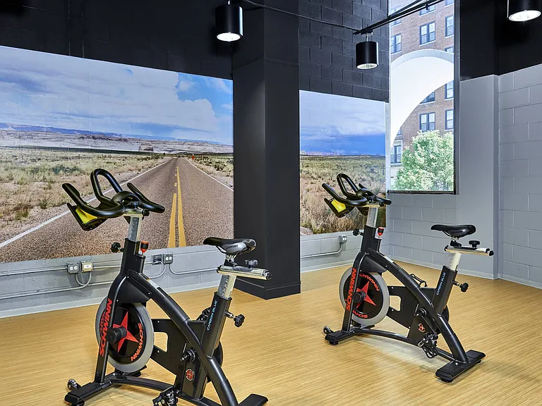24 hour fully equipped fitness center and workout studio