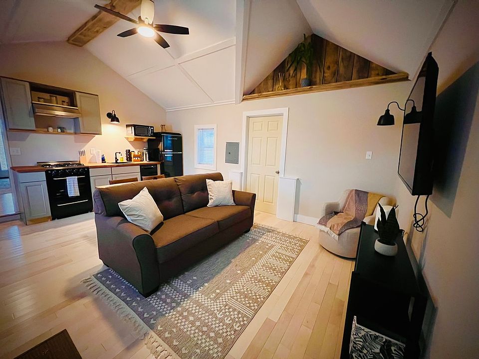 Living area has queen sleeper sofa