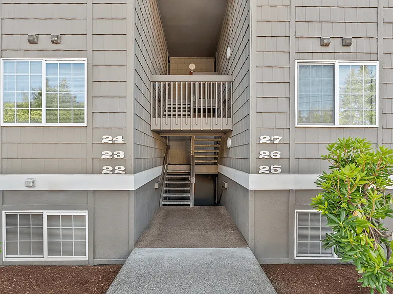 Direct stairway access to upper and lower apartment homes.