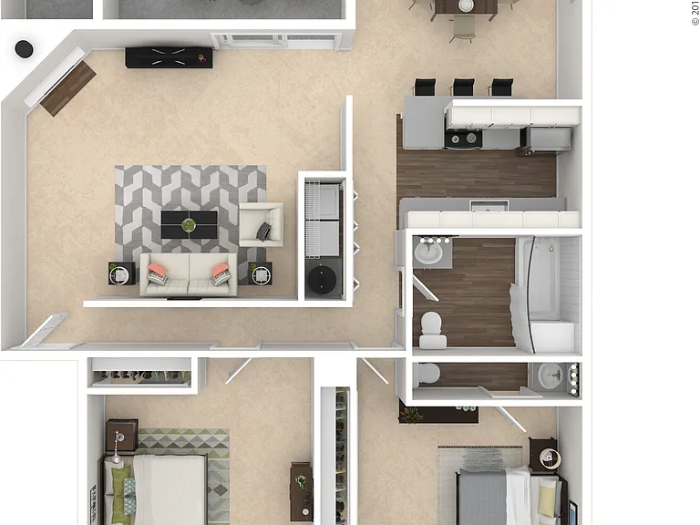 2 BD / 1.5 BA 1,004 SF