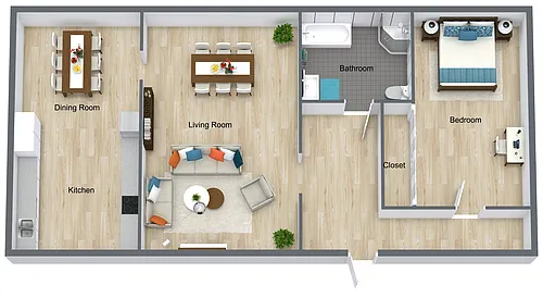 Floor plan 1 Bedroom 1 Bath A