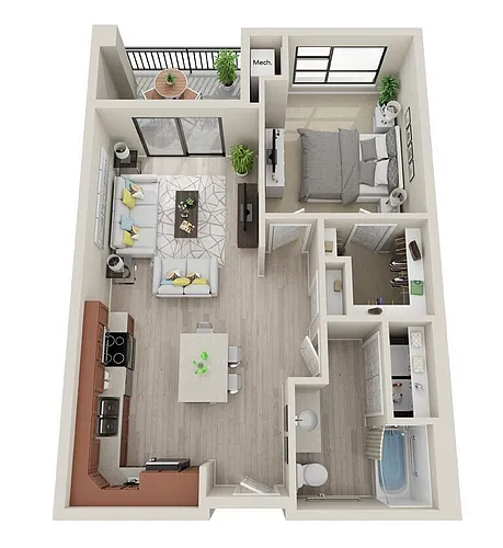Floor plan 1 Bedroom A