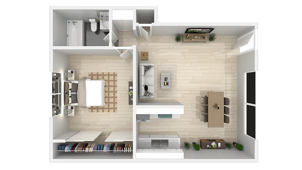 Floor plan One Bedroom One Bath