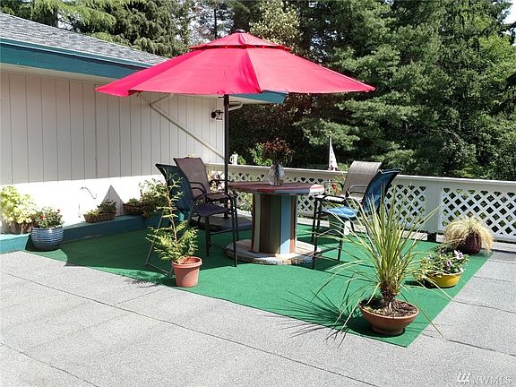 Outside upper deck over garage