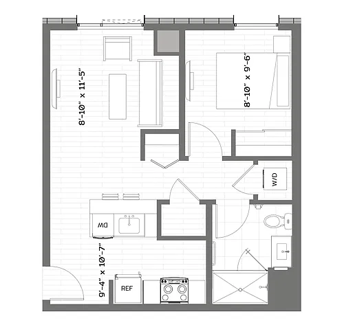 Floor plan 1 Bed/1 Bath-B-A8