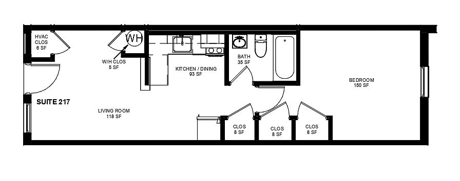 Floor plan 1049 W 49th St 1BD 1BA Upper Floor