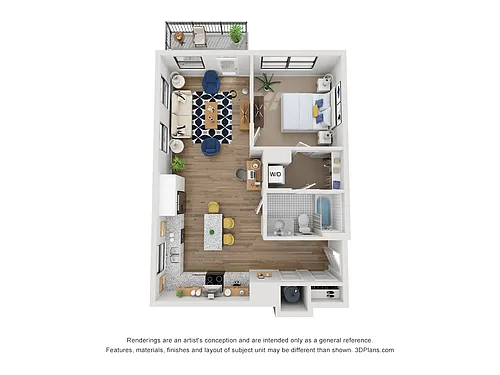 Floor plan 1 Bedroom, 1 Bathroom