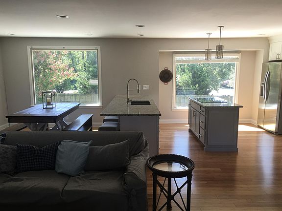 living room into kitchen