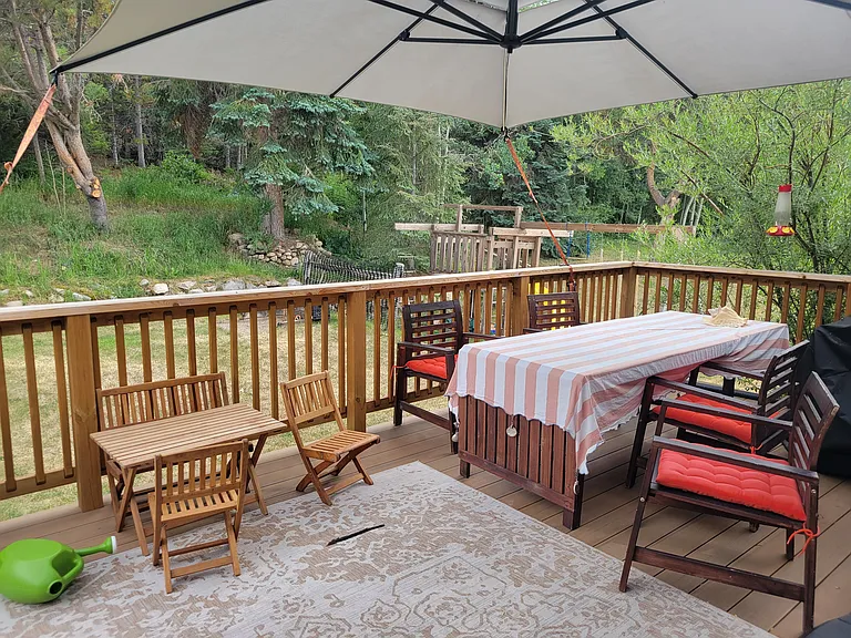 Brand new back deck from upstairs