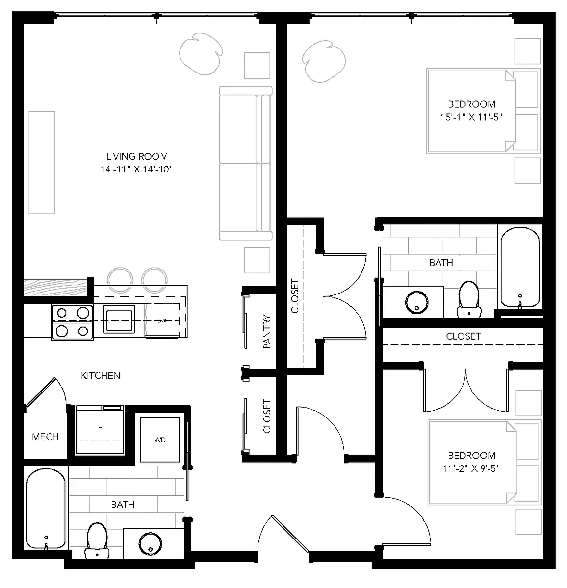 Floor plan 2 Bedroom - Unit Type 8
