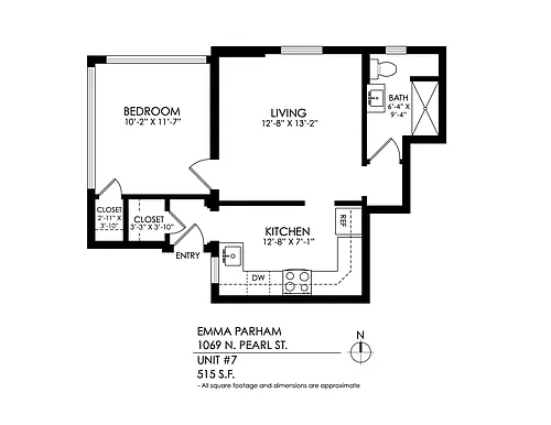 Floor plan 1 Bedroom, 1 Bath