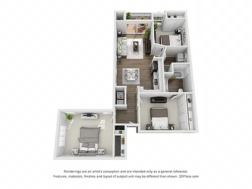 Floor plan 3 Bed 2 Bath E