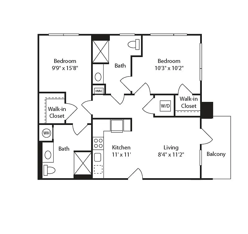 Floor plan 2 Bed/2 Bath-B25