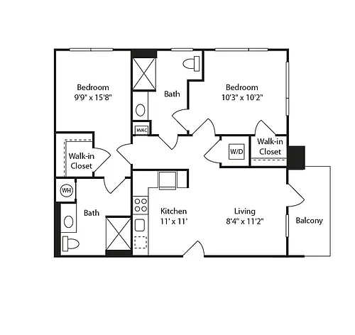 Floor plan 2 Bed/2 Bath-B25