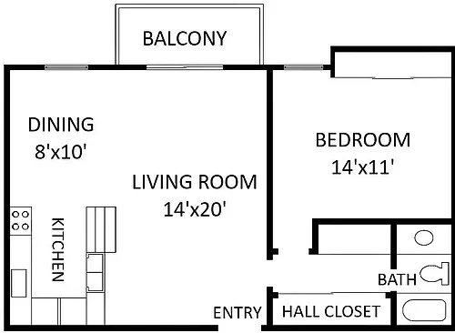 Floor plan One Bedroom - One Bath