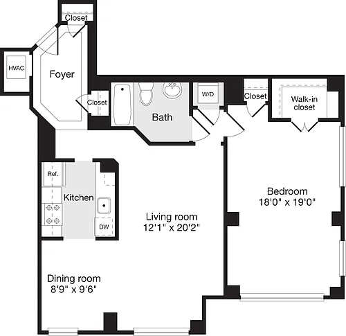 Floor plan 1 Bedroom GG