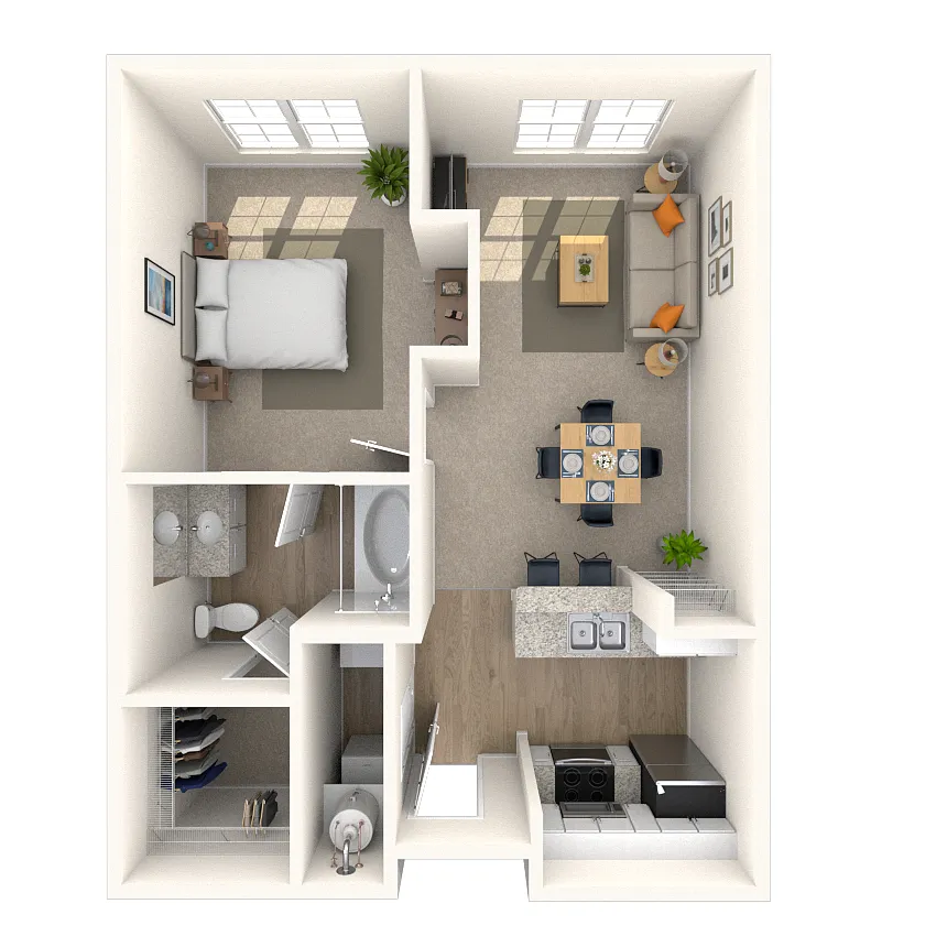Floor plan Traditional 1x1 529-913 SF