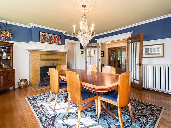 Dining room with fireplace