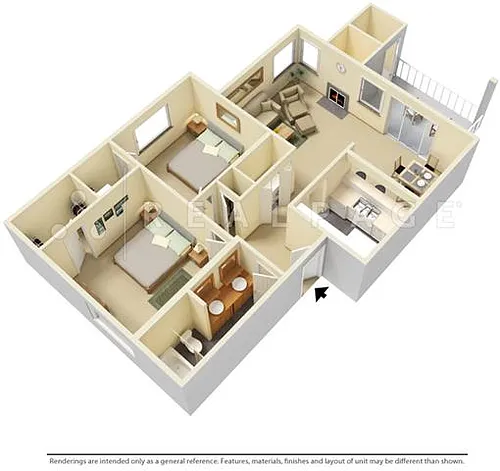 Floor plan 2 Bed 1 Bath