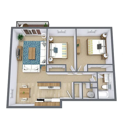 Floor plan Two Bedroom 21A