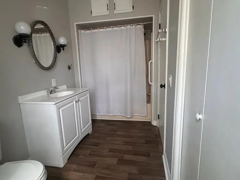 Bathroom with large closet