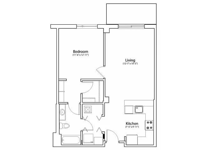Floor plan 1X1 770