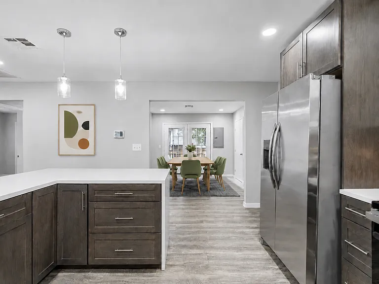 Kitchen to dining room staged 1