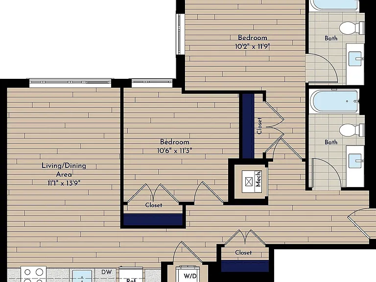 B 2BR-E3 Two Bedroom Floor Plan B 2BR-E3 Two Bedroom Floor Plan