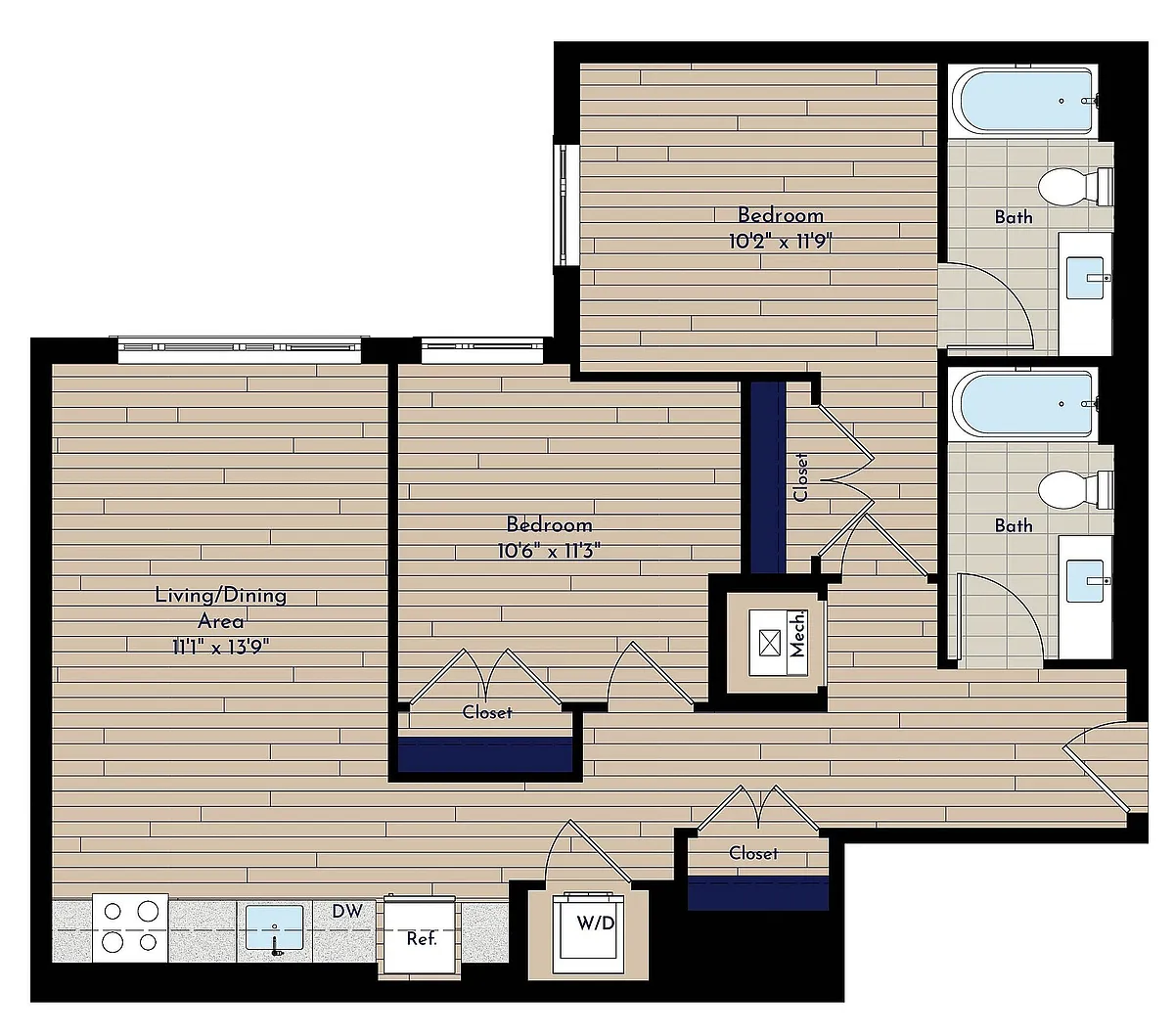 Floor plan B 2BR-E3