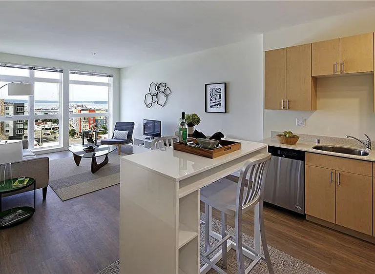 1 Bed + Alcove | Kitchen to Living