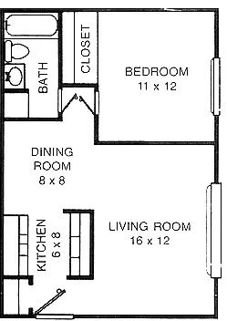 Floor plan 1 Bed 1 Bath