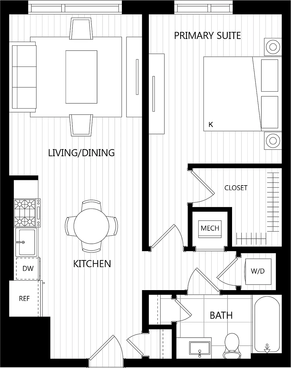 Floor plan 1 Bed/1 Bath-C25