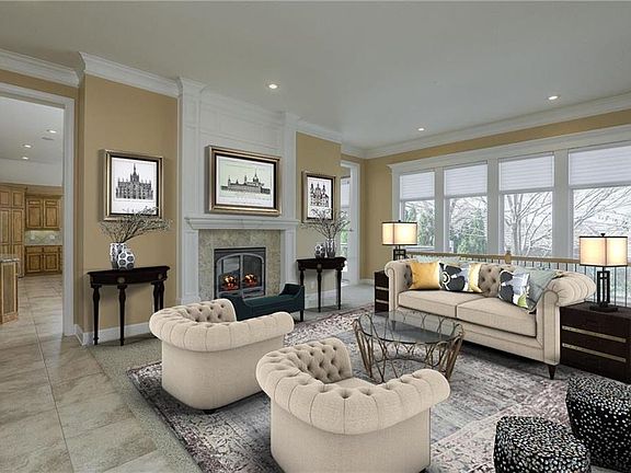 HANDSOME GREAT ROOM WITH HIGH CEILING, FIREPLACE AND TONS OF NATURAL LIGHT/ REMOTE BLINDS