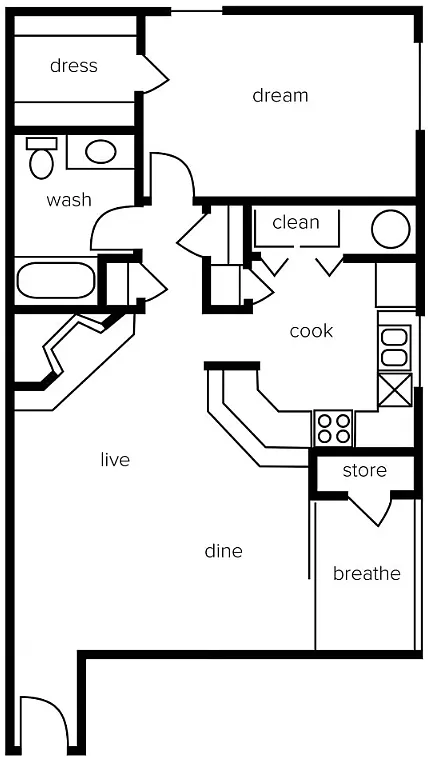 Floor plan 1 Bed 1 Bath