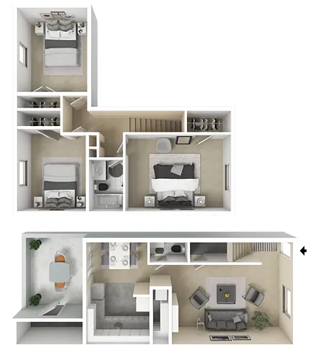 Floor plan 3 Bedroom 1.5 Bathroom
