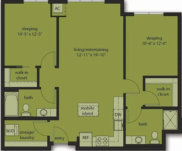 Floor plan Two Bedroom - E8 Upgraded