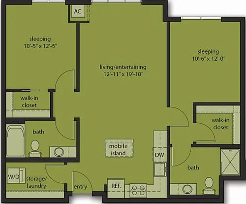 Floor plan Two Bedroom - E8 Upgraded