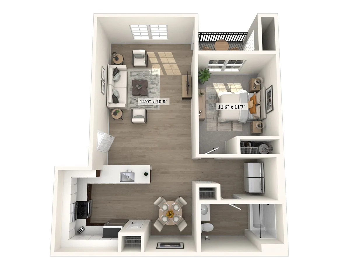 Floor plan 1x1 Riverside