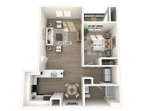 Floor plan 1x1 Riverside