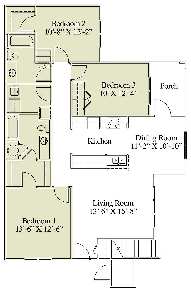 Floor plan 3 Bedroom - 2 Bathroom