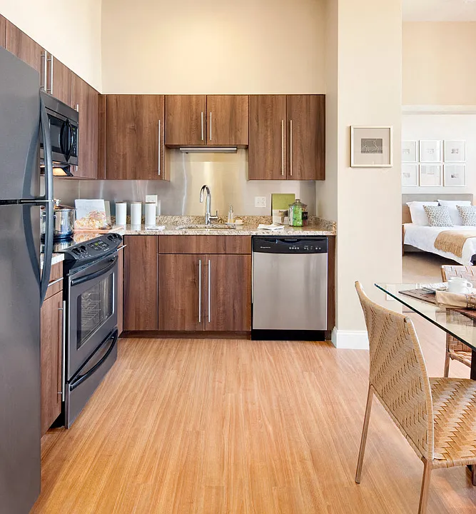 Kitchen with wood cabinets